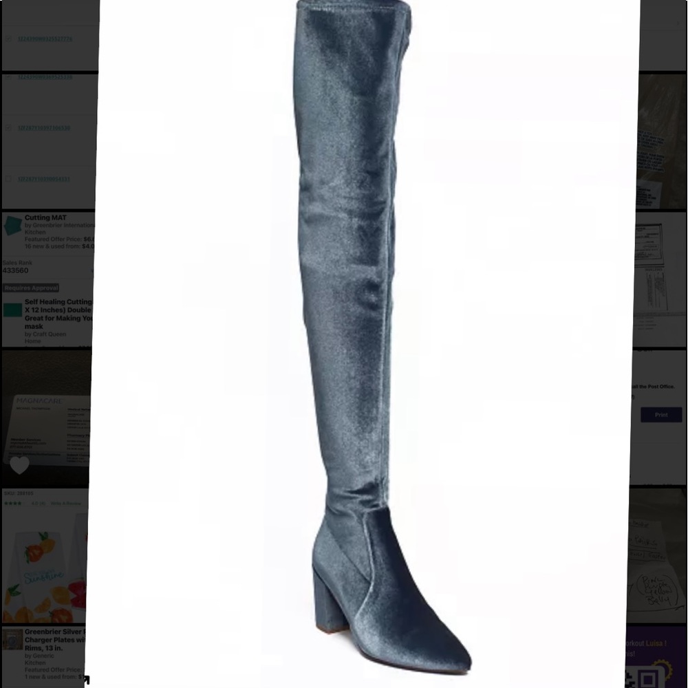 Beautiful Greyish Blue Thigh high Boot SMASH SHOES
Extra Wide Calf Block Heels